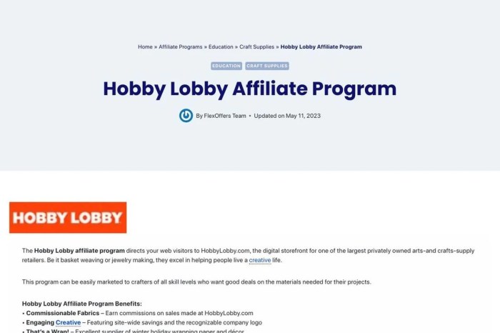 Hobby Lobby Affiliate Program